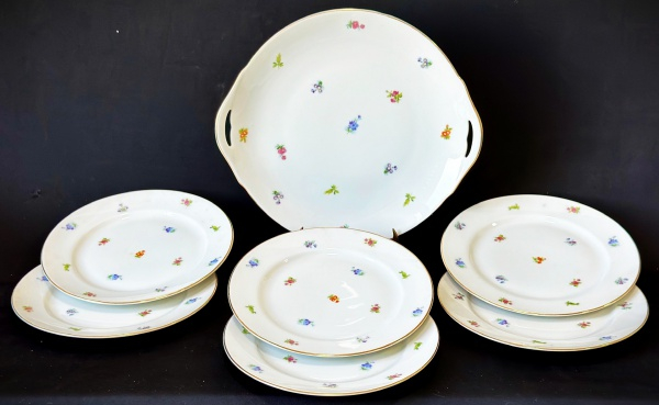 Germany - Elegante serviço para bolo em fina porcelana alemã - Imagem 2