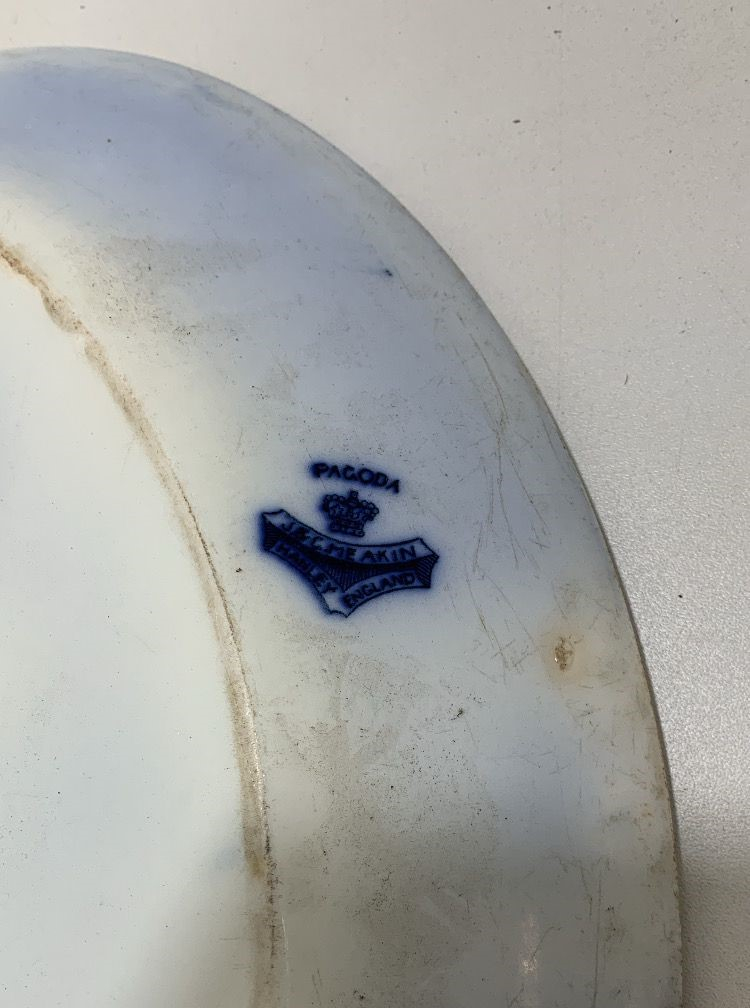 Travessa em porcelana inglesa decorada em azul branco, J&C MEAKIN - Imagem 3