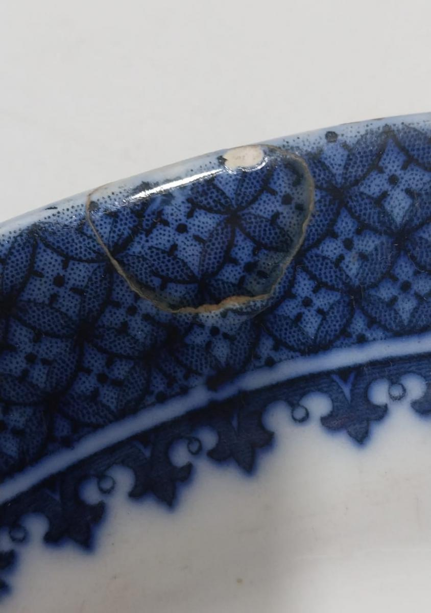 Travessa em porcelana inglesa decorada em azul branco, J&C MEAKIN - Imagem 6