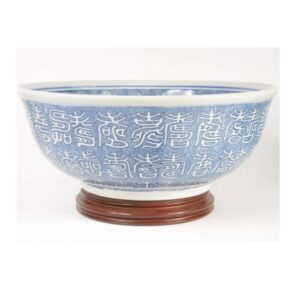 Bowl ou Centro de mesa oriental de porcelana oriental azul e branca