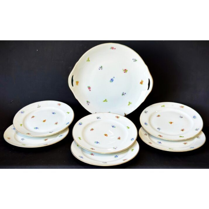 Germany - Elegante serviço para bolo em fina porcelana alemã