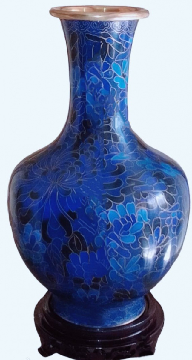 Vaso em Cloisonné, todo em bronze - Imagem 2