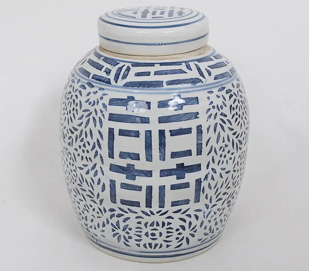 Potiche de porcelana chinesa azul e branco - Imagem 2