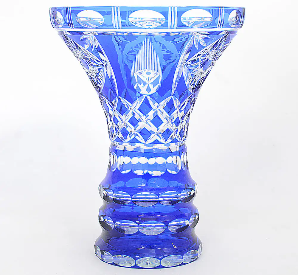 Vaso em cristal doublé tcheco azul cobalto - Imagem 2