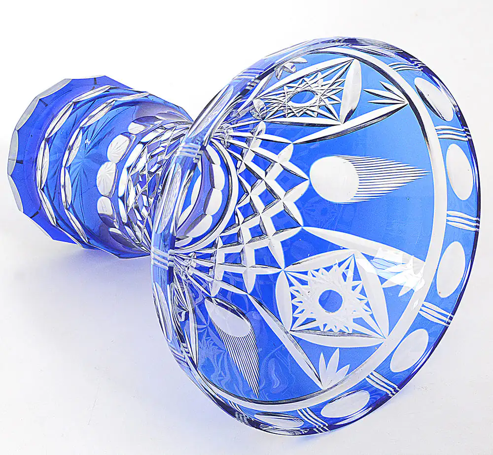 Vaso em cristal doublé tcheco azul cobalto - Imagem 5