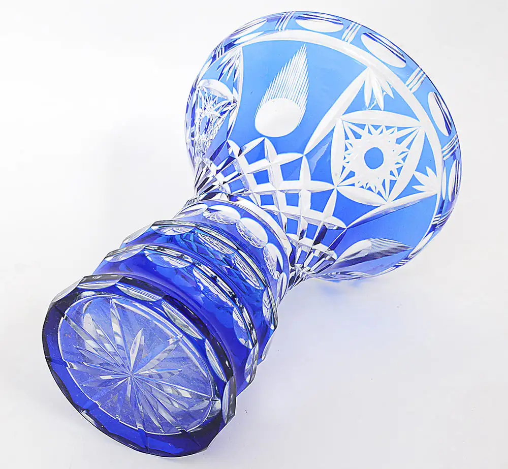 Vaso em cristal doublé tcheco azul cobalto - Imagem 4