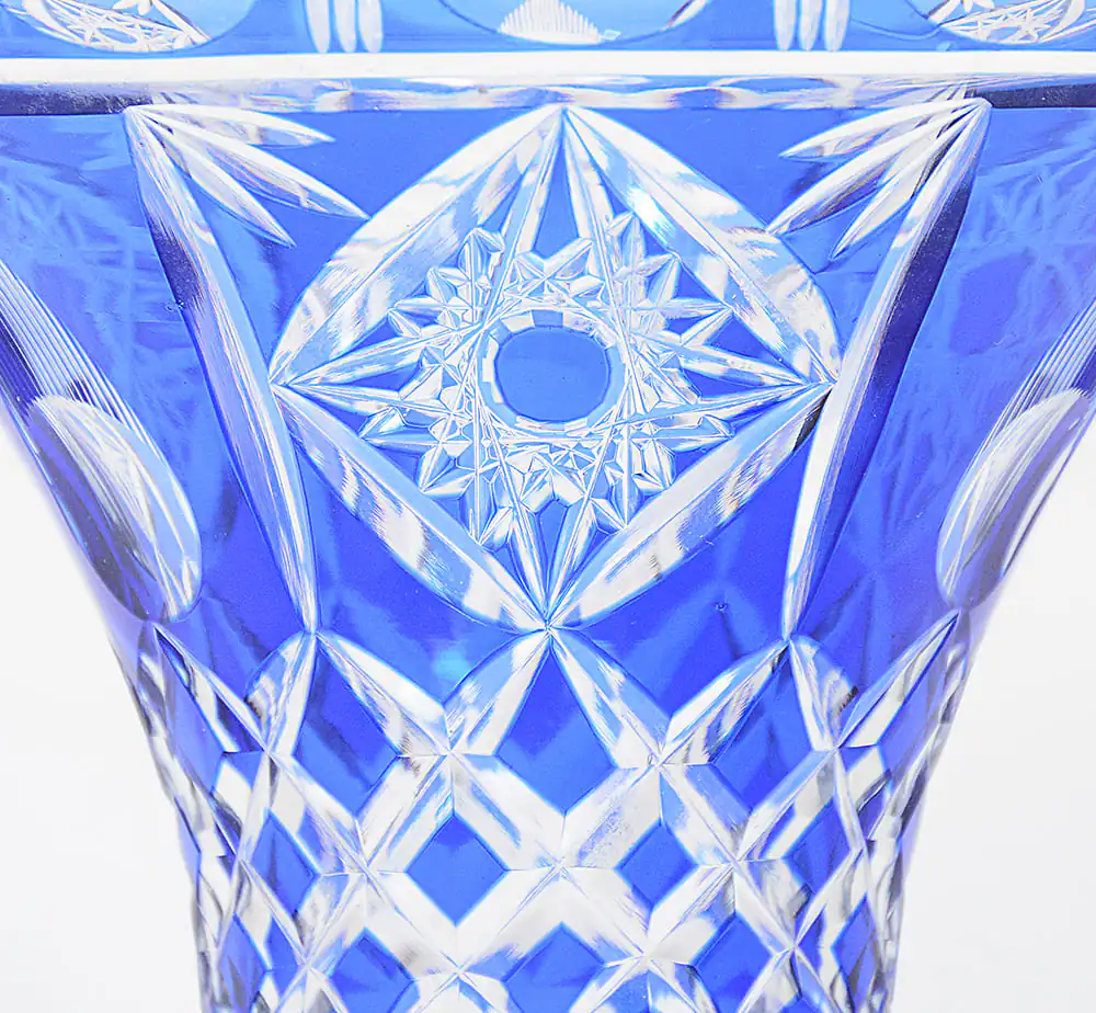 Vaso em cristal doublé tcheco azul cobalto - Imagem 3