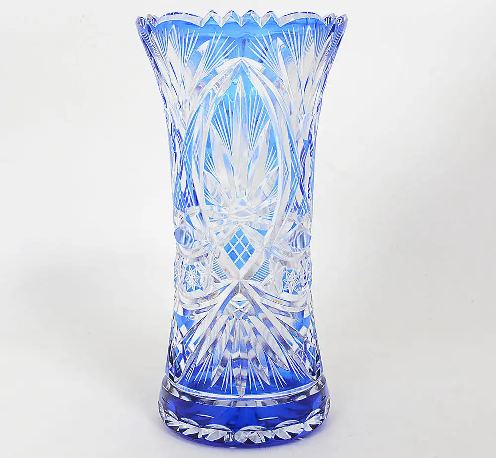 Vaso em cristal doublé tcheco azul cobalto - Imagem 3