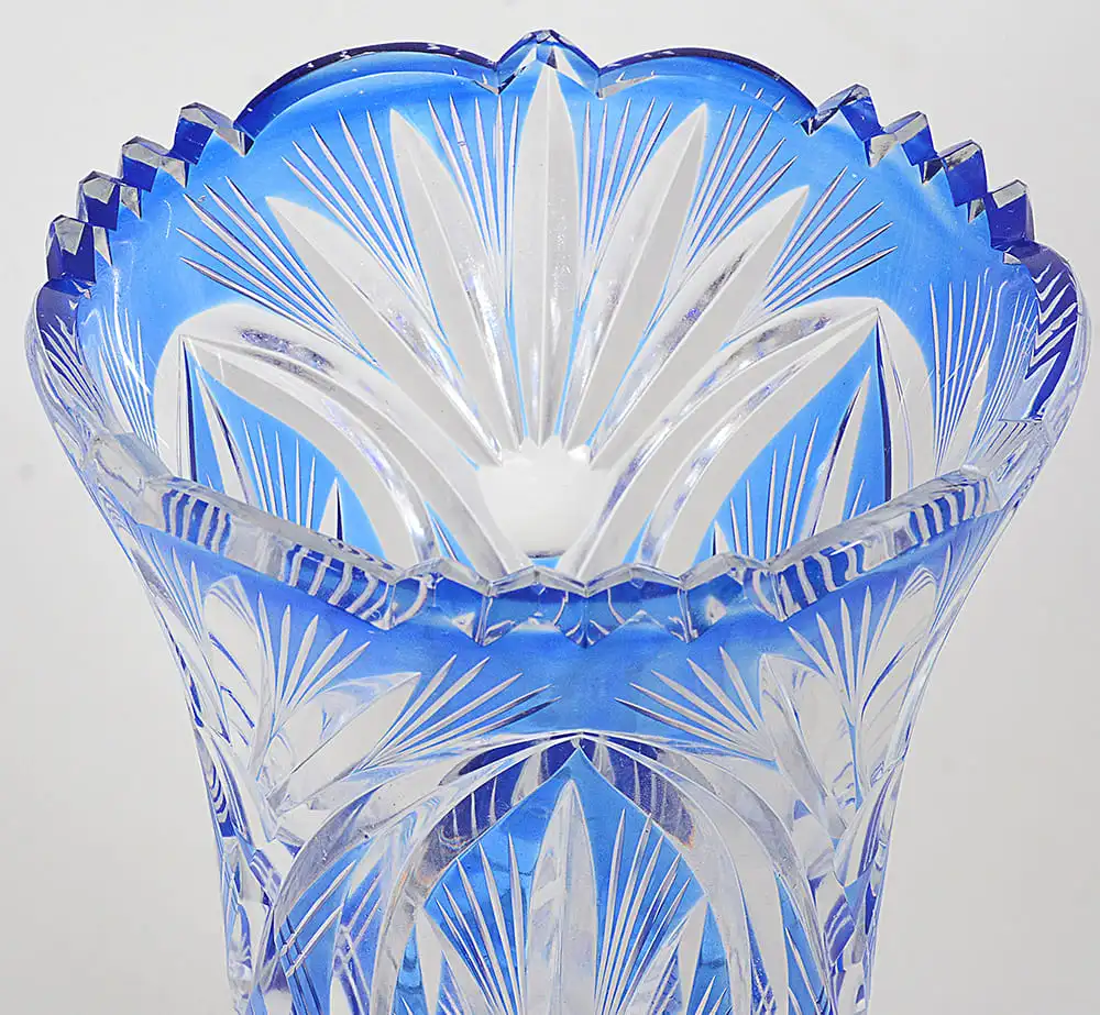 Vaso em cristal doublé tcheco azul cobalto - Imagem 4
