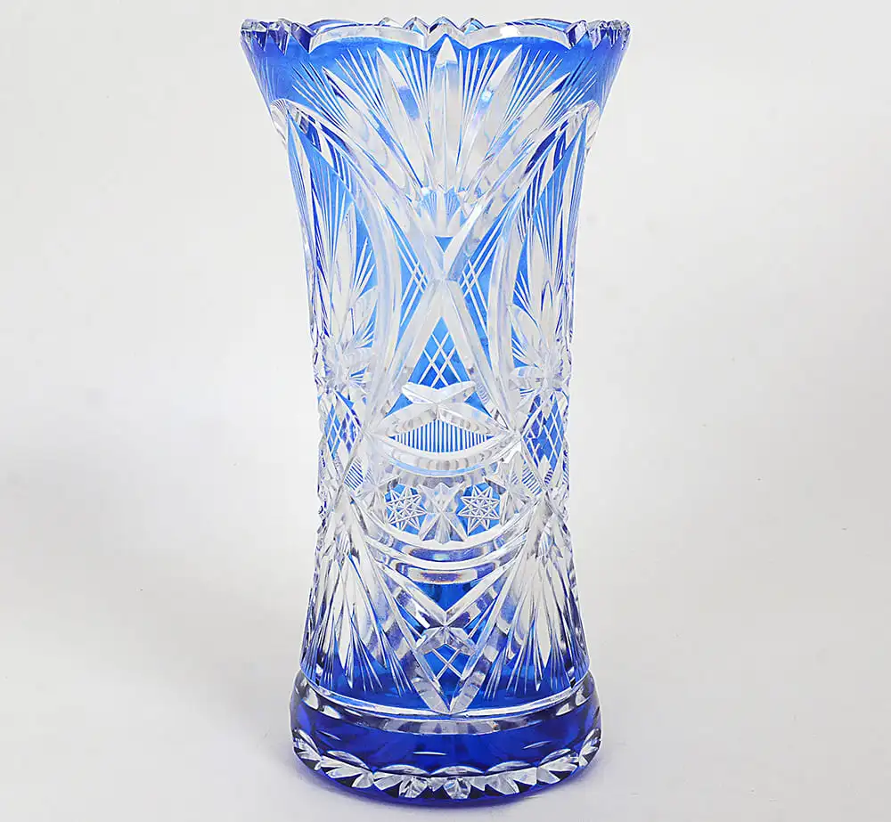 Vaso em cristal doublé tcheco azul cobalto - Imagem 2