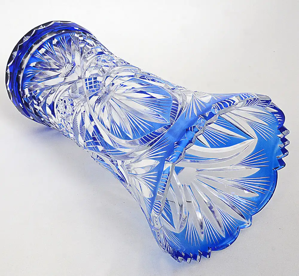Vaso em cristal doublé tcheco azul cobalto - Imagem 6