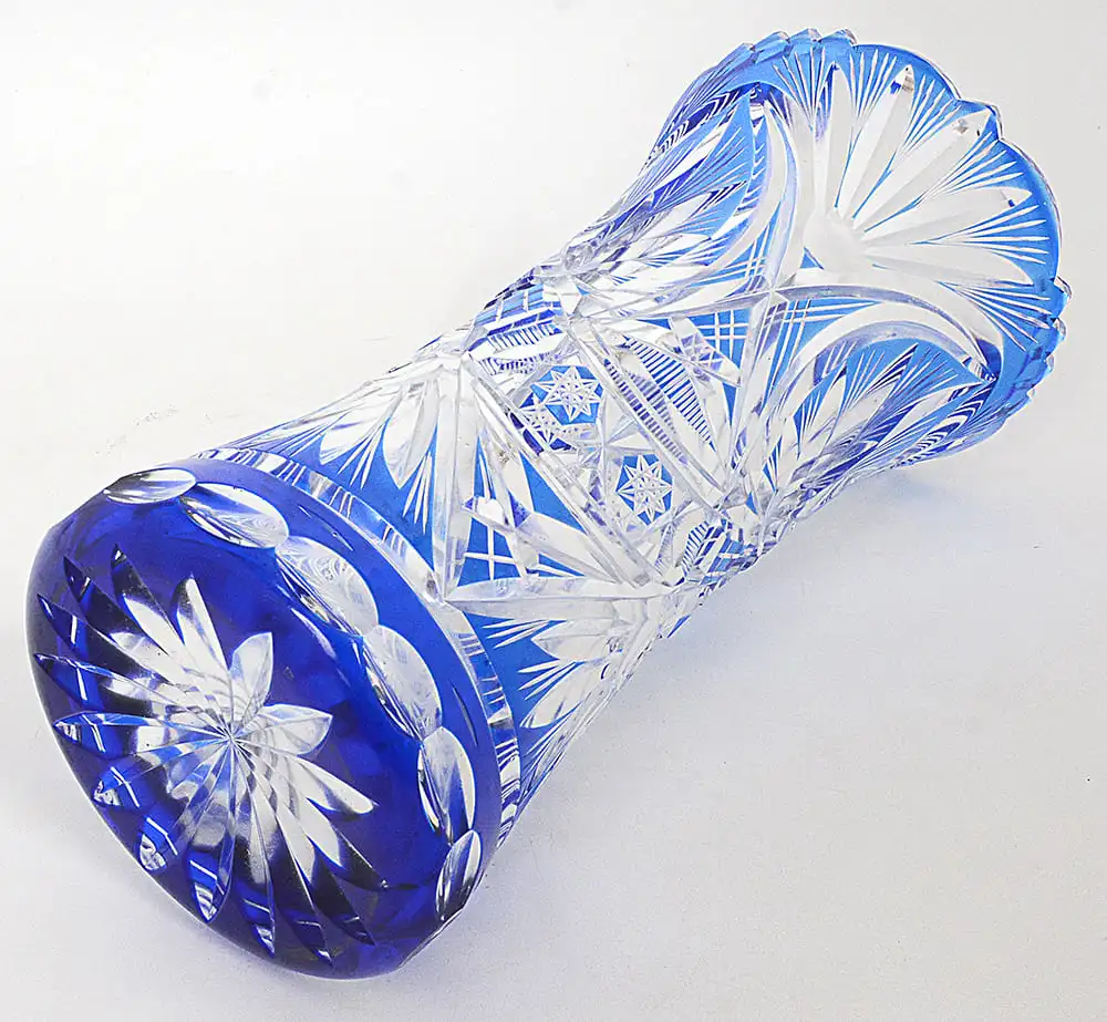 Vaso em cristal doublé tcheco azul cobalto - Imagem 7