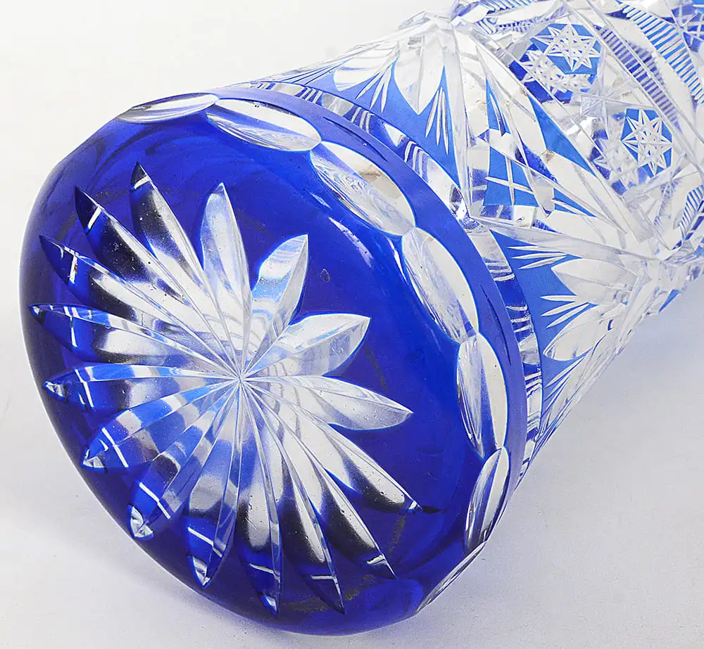 Vaso em cristal doublé tcheco azul cobalto - Imagem 5