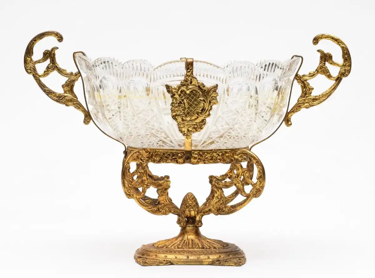Fruteira centro de mesa em bronze dourado - Imagem 7