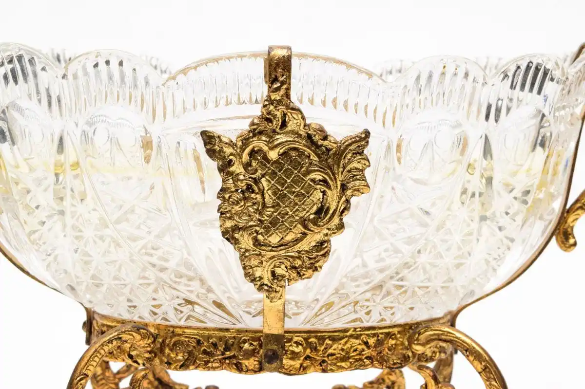 Fruteira centro de mesa em bronze dourado - Imagem 6