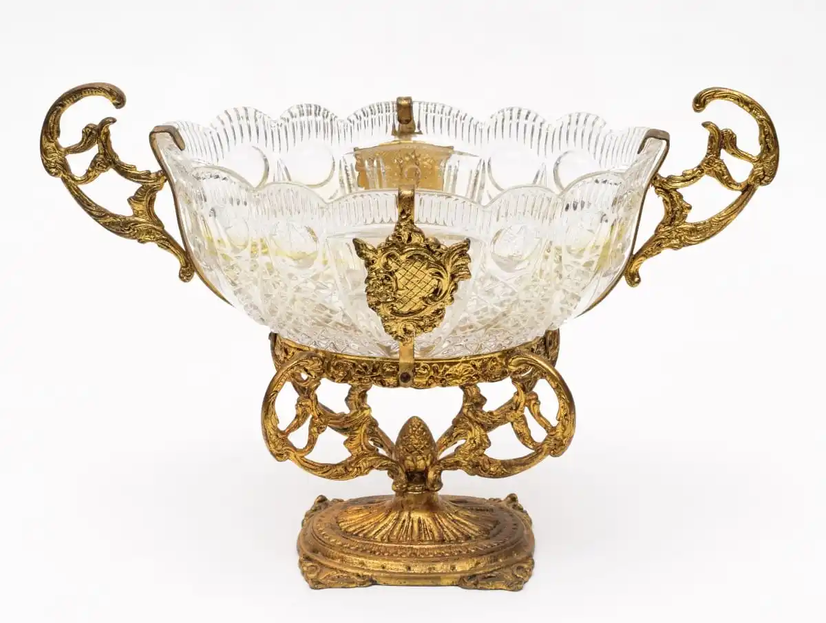 Fruteira centro de mesa em bronze dourado - Imagem 2