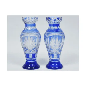 Par de vasos em cristal Tcheco lapidado