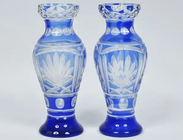 Par de vasos em cristal Tcheco lapidado - Imagem 2