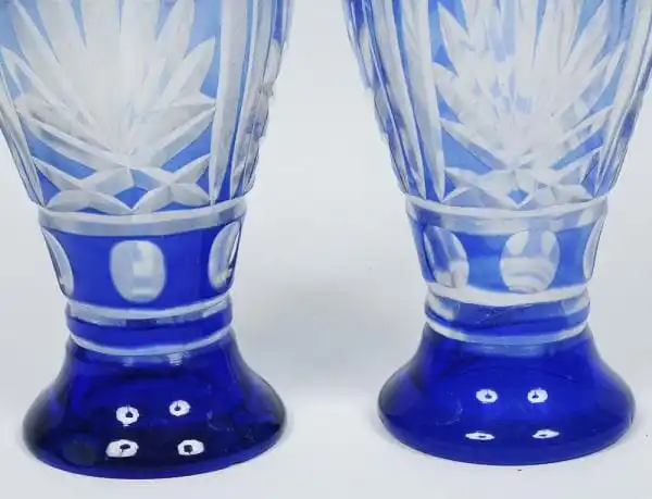 Par de vasos em cristal Tcheco lapidado - Imagem 5