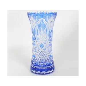 Vaso em cristal doublé tcheco azul cobalto