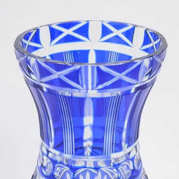 Vaso em cristal doublé tcheco azul cobalto - Imagem 5