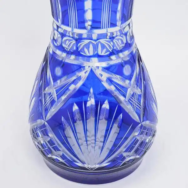 Vaso em cristal doublé tcheco azul cobalto - Imagem 4