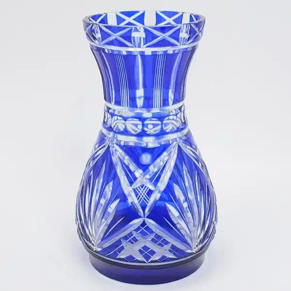 Vaso em cristal doublé tcheco azul cobalto - Imagem 2
