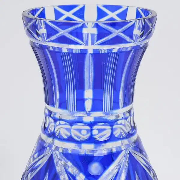 Vaso em cristal doublé tcheco azul cobalto - Imagem 3