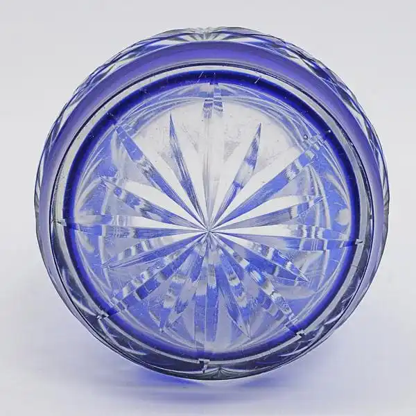 Vaso em cristal doublé tcheco azul cobalto - Imagem 6