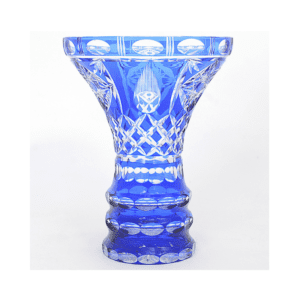 Vaso em cristal doublé tcheco azul cobalto