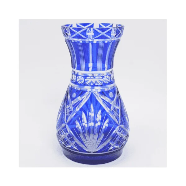 Vaso em cristal doublé tcheco azul cobalto