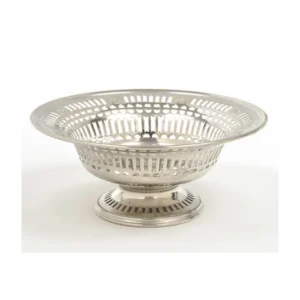Fruteira ou porta objetos em metal platinado.