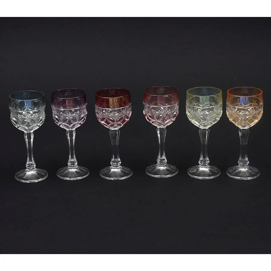 Amaris. Seis taças de cristal coloridos e lapidados - Imagem 2