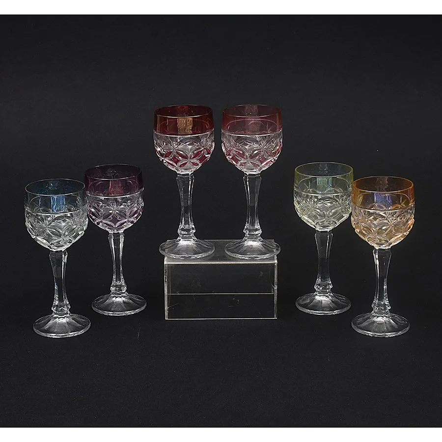 Amaris. Seis taças de cristal coloridos e lapidados - Imagem 3