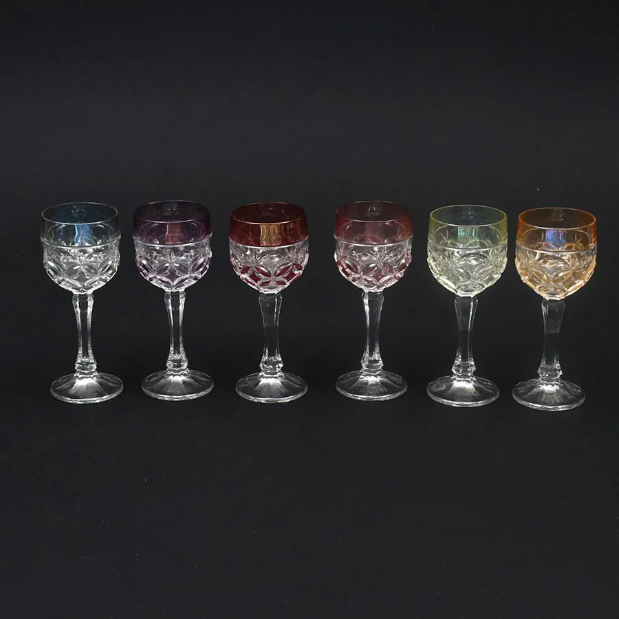 Amaris. Seis taças de cristal coloridos e lapidados - Imagem 4