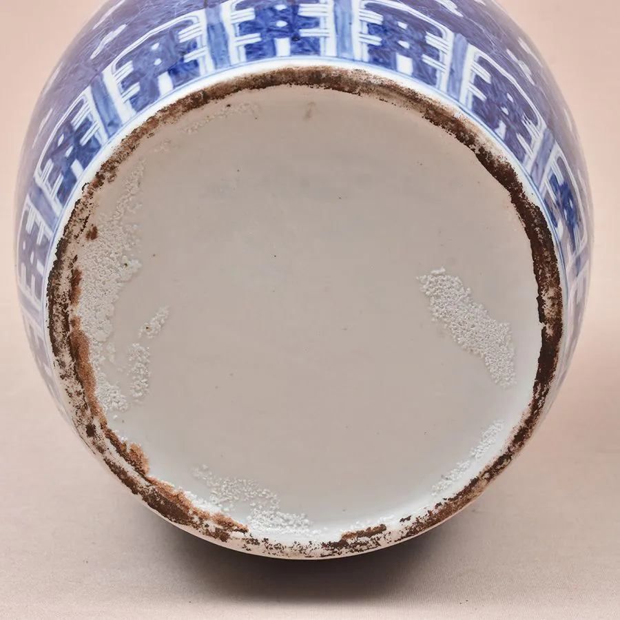 Par de potiches em porcelana chinesa azul e branca do sec. XIX - Imagem 4
